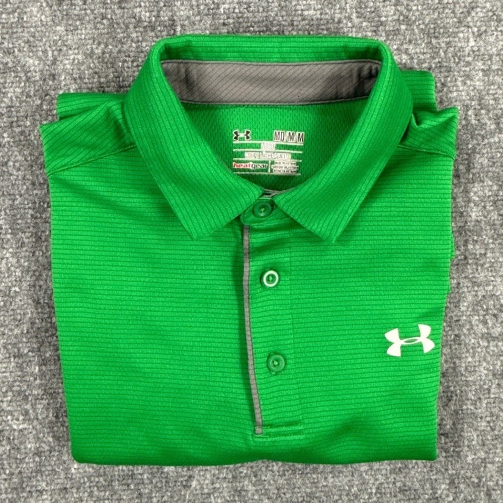Under Armour Mens Medium HeatGear Loose Fit Polo Shirt Green